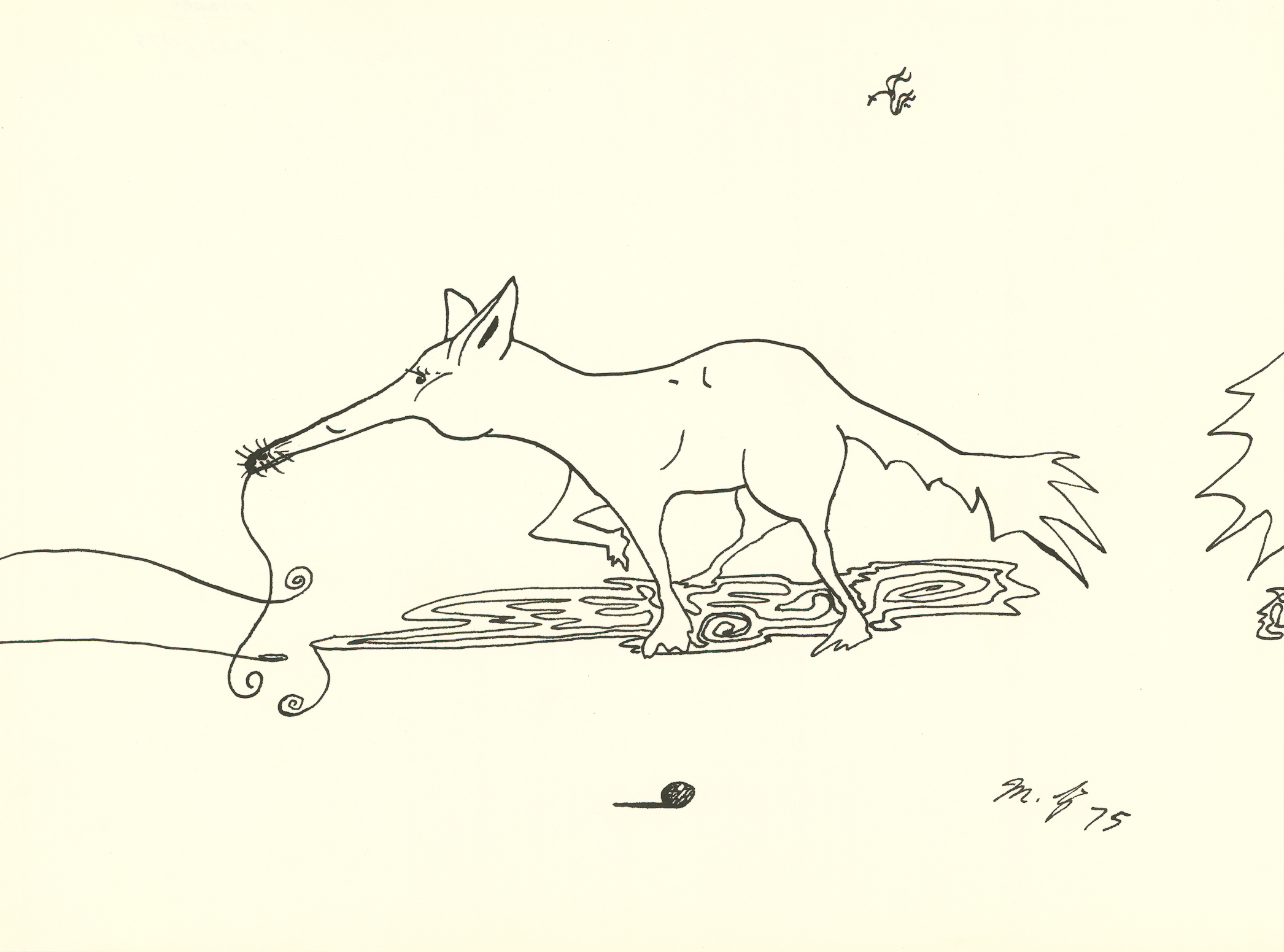 <i>Anteater</i><br>Ink on paper<br>9 X 12 Inches<br>May - 1975<br>