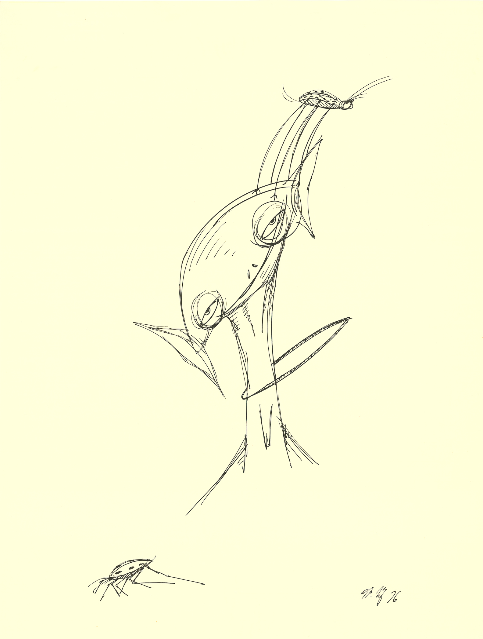 <i>Insects Love Martians</i><br>Ink on paper<br>24 X 18 Inches<br>January - 1976<br>