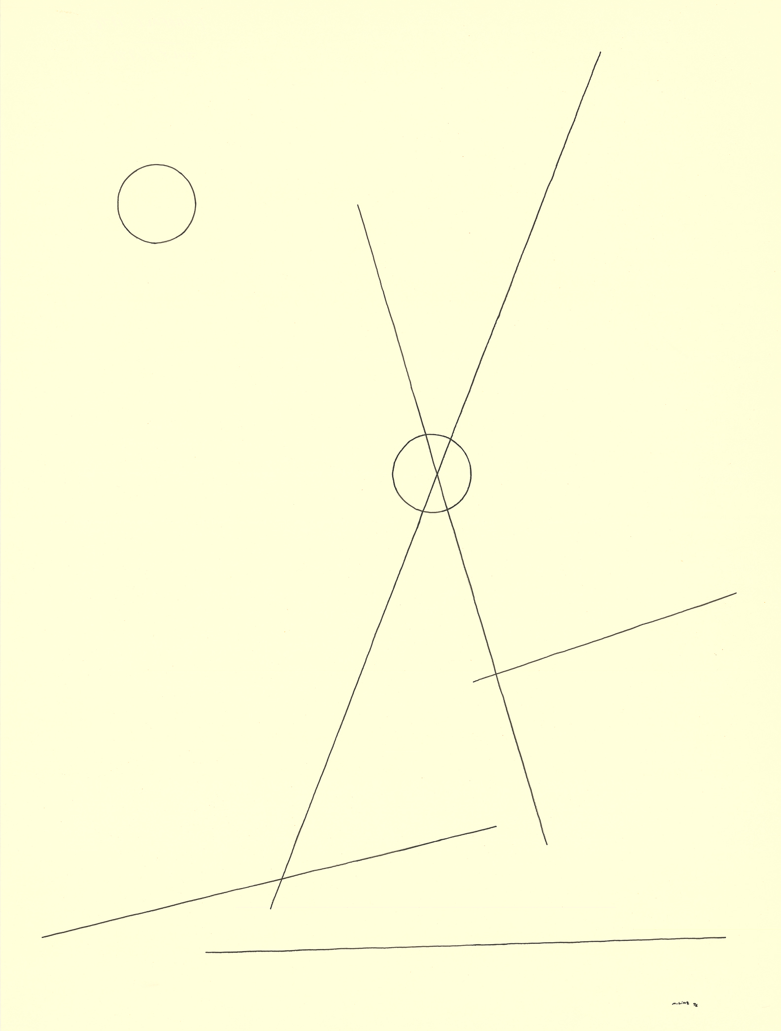 <i>Freefall # 1976</i><br>Ink on paper<br>24 X 18 Inches<br>July - 1976<br>