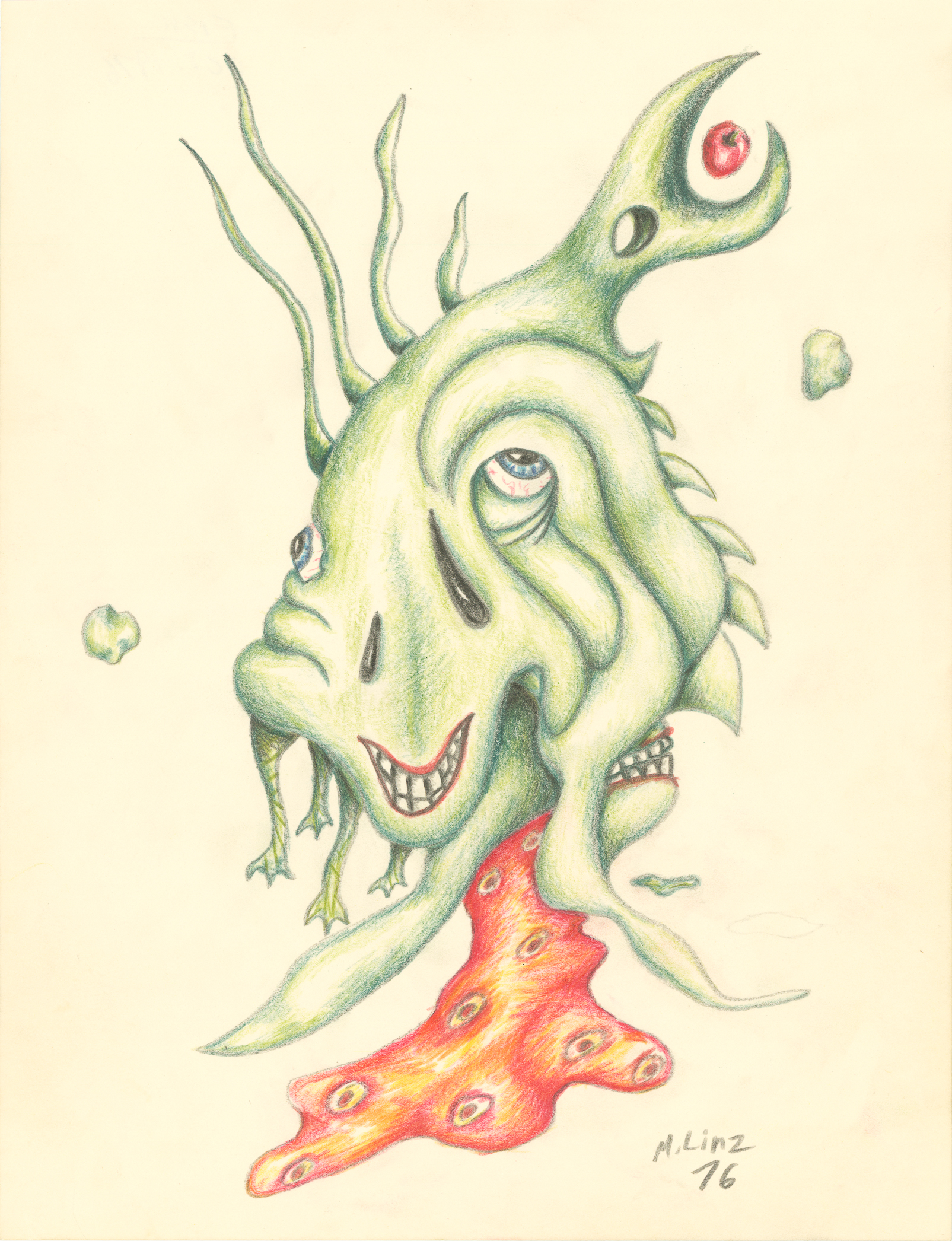 <i>Fish</i><br>Colored graphite on paper<br>12 X 9 Inches<br>October - 1976<br>