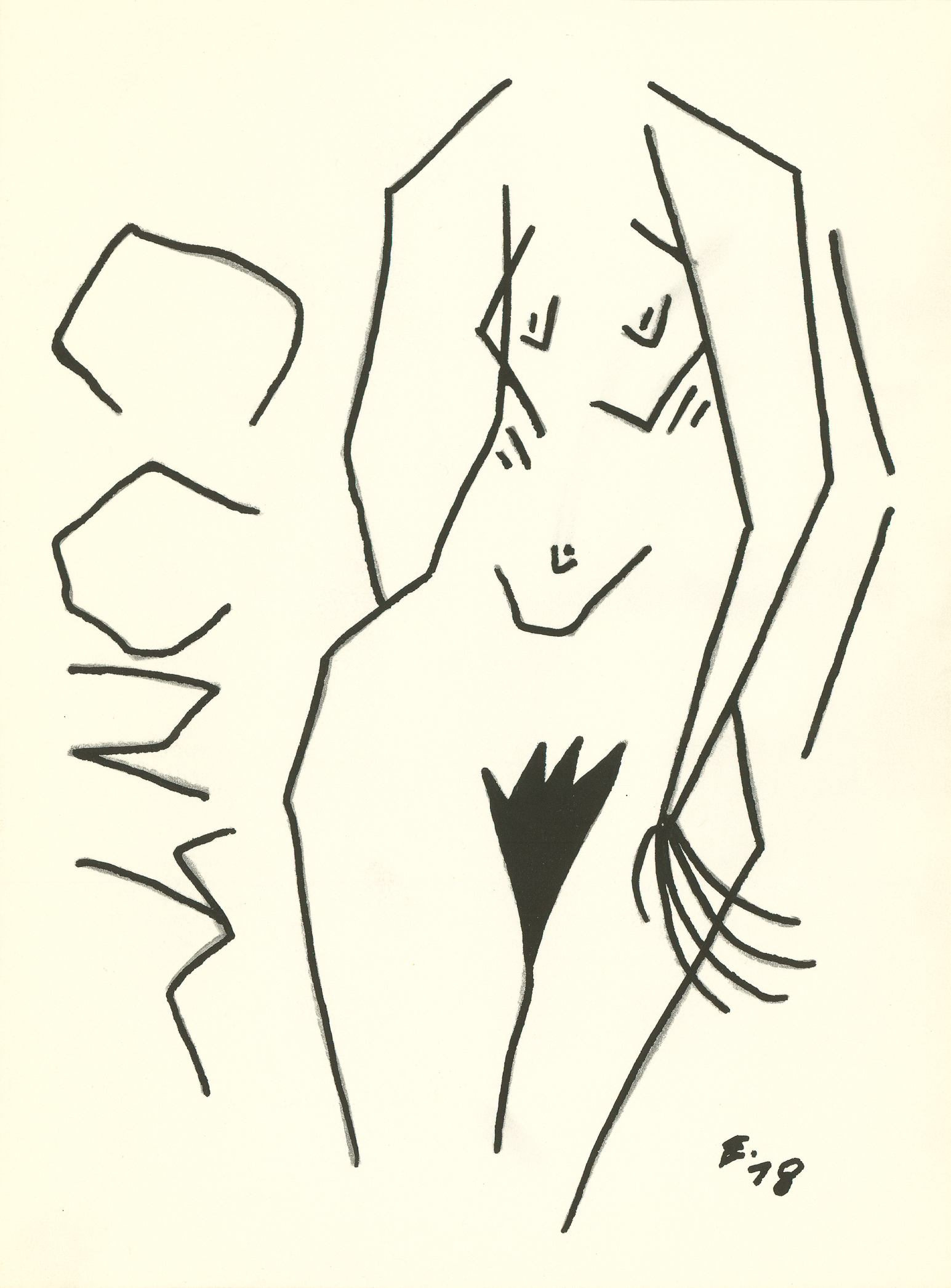 <i>Cunt</i><br>Ink on paper<br>6-3/4 X 5 Inches<br>January - 1978<br>