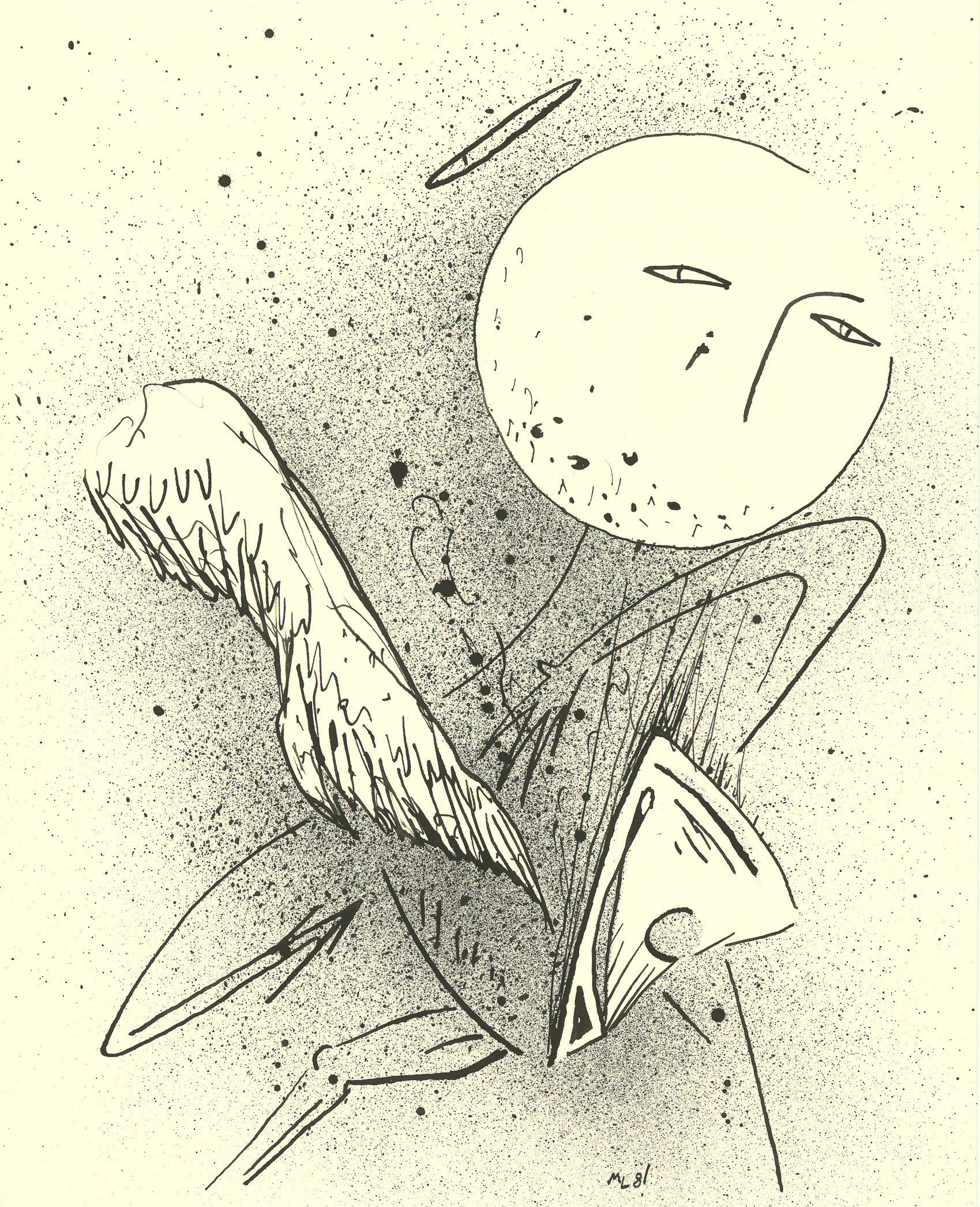 <i>Angel</i><br>Ink on paper<br>14 X 11 Inches<br>October - 1981<br>