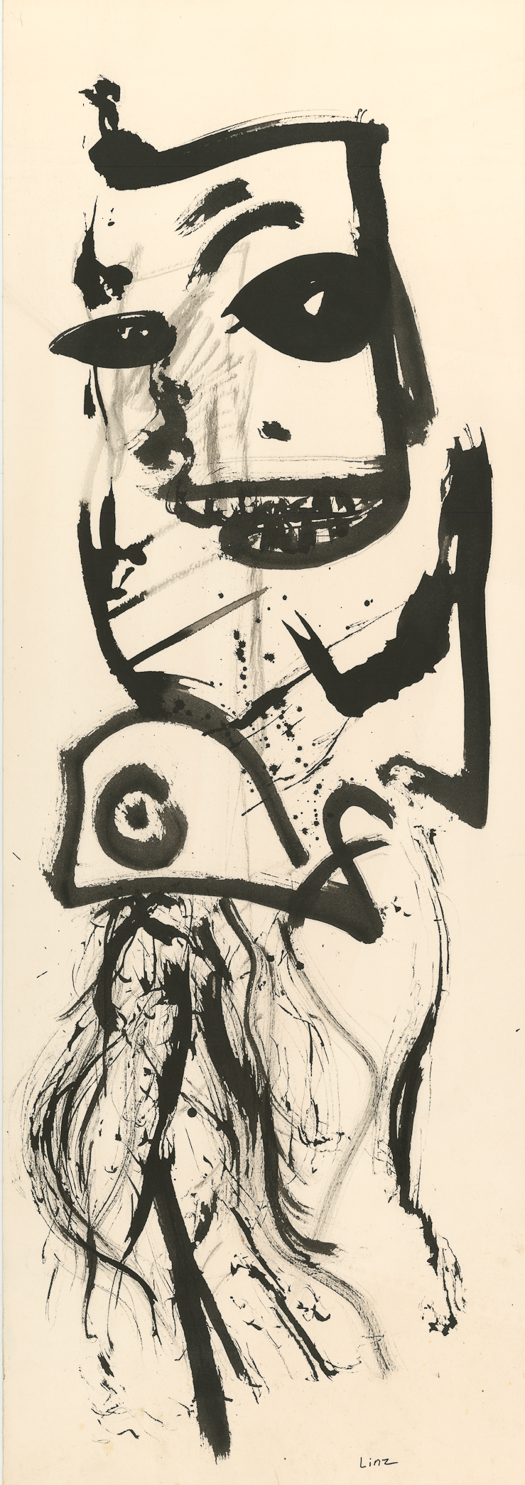 <i>Fetishes # 1</i><br>Ink on paper<br>Fetishes Series<br>29-1/2 X 10-1/2 Inches<br>Dated - 1985<br>